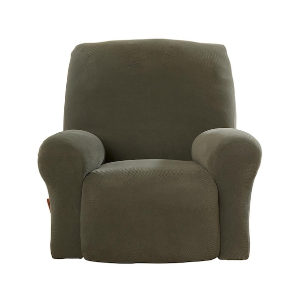Sure-Fit Ultimate Stretch Pique Olive Polyester 1-Piece Recliner Chair Slipcover