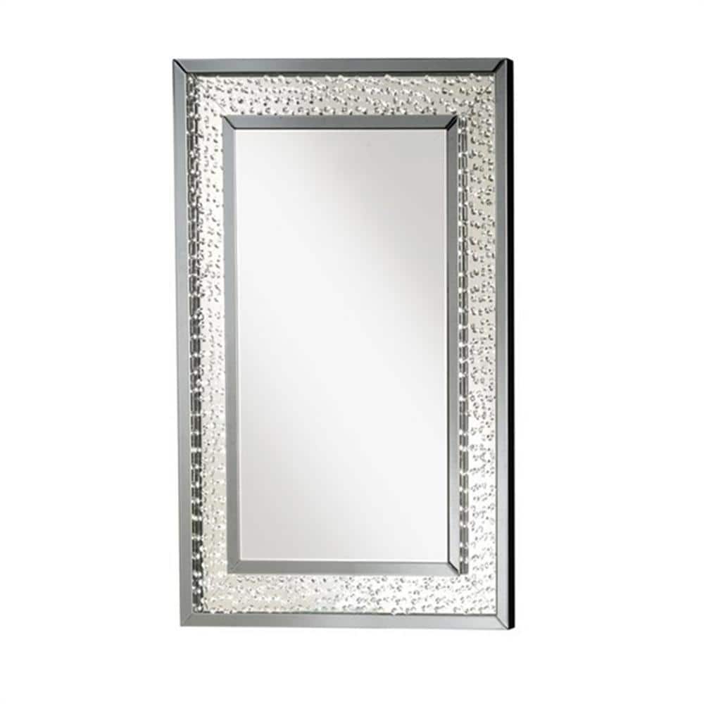 32 in. W x 47 in. H Large Rectangle Mirrored And Faux Crystals Modern Mirro