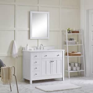 Newcastle 42 in. W Bath Vanity in Pure White with Cultured Marble Vanity Top in White with White Basin
