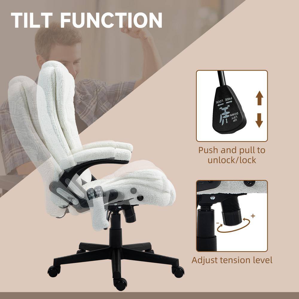 White High Back Swivel Executive Chair with Massage and Heat