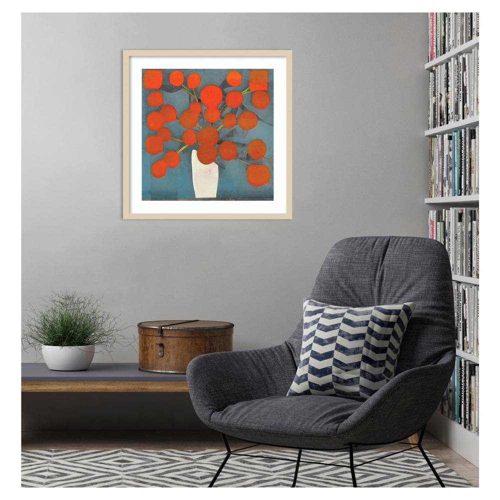 Abstract Orange Flowers in Svelte Natural Frame