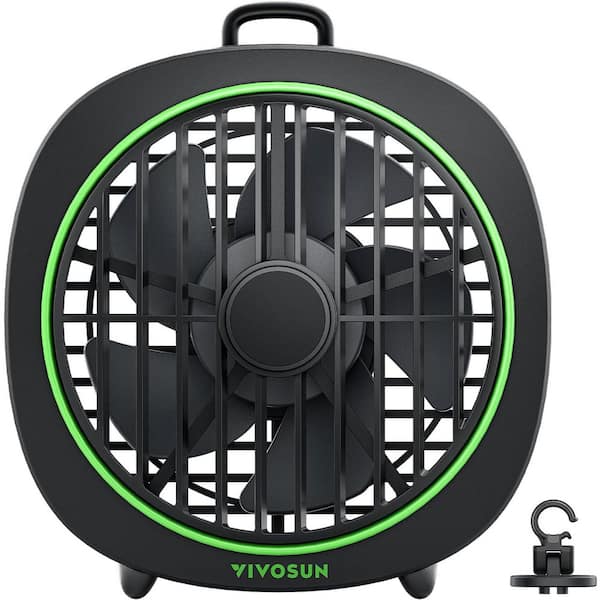 AeroWave 4 in. 3-Fan Speeds Grow Tent Clip Desk Fan in Black with Detachable Hook
