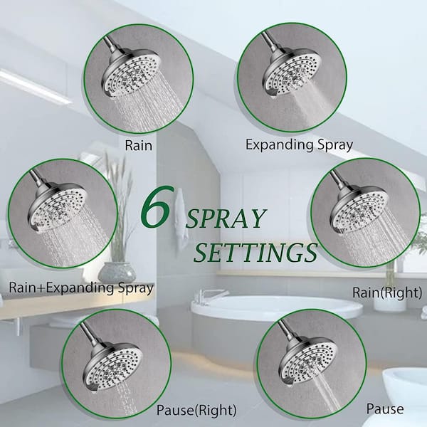 GURIN Shower Head High Pressure Rain, Luxury Bathroom Showerhead with  Brushed Nickel Plated Finish, Adjustable Angles, Anti-Clogging Silicone  Nozzles 