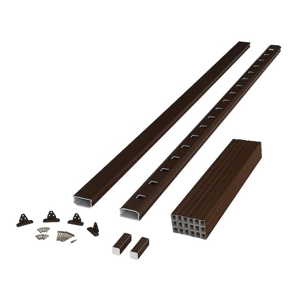 Fiberon BRIO 36 in. x 96 in. (Actual: 36 in. x 94 in.) Brown PVC Composite Line Railing Kit w/Square Composite Balusters