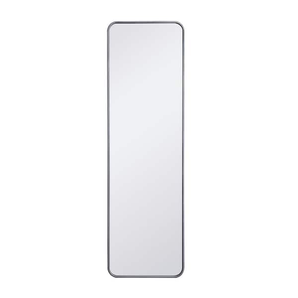 Unbranded Timeless Home 18 in. W x 60 in. H x Modern Soft Corner Metal Rectangle Silver Mirror