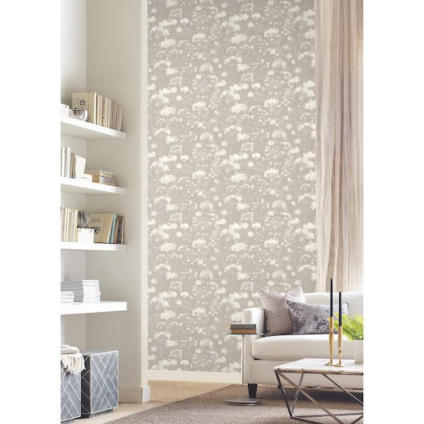 Beige Botanical Fantasy Soft Taupe Peel and Stick Wallpaper