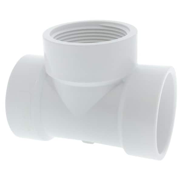NIBCO 1-1/2 in. PVC DWV Hub x Hub x FIPT Test Tee