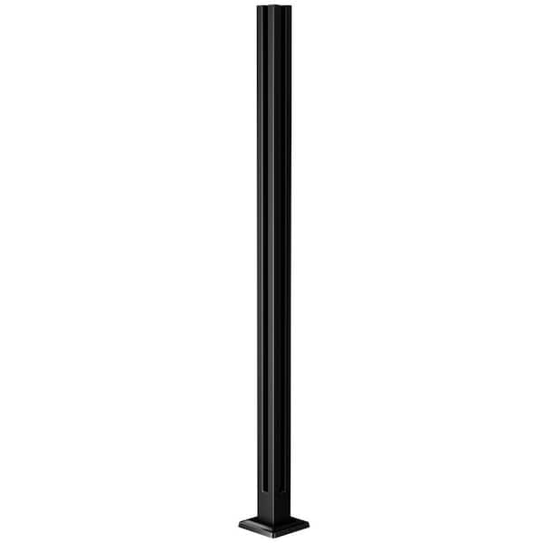 42 in. 1-Pack Glass Railing Corner Post, Stainless Steel Black Glass Railing Designed for Level Stair