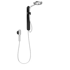 Spa Shower 1-Spray 8 in. Dual Shower Head and Handheld Shower Head w/ Magnetic Remote Dock in Matte Black and Chrome