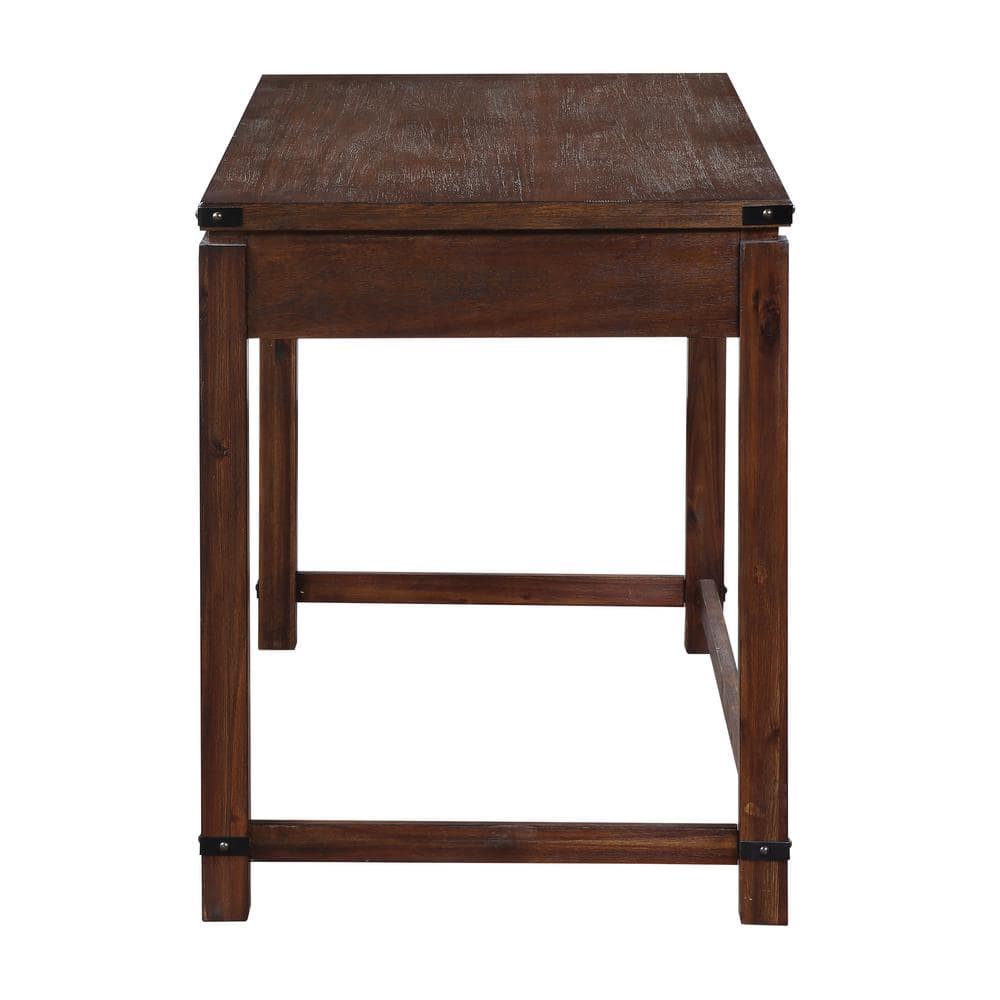 Walnut Brown Rustic Industrial Home Office Desk with 3 Drawers