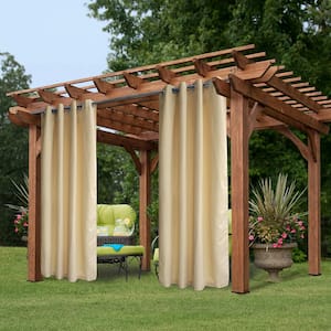 50" W x 96" L Water & Wind Resistant Grommets on Top and Bottom Panel Drapery for Patio Porch Gazebo Cabana, Beige