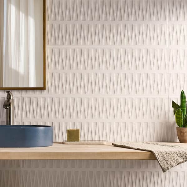 Ivy Hill Tile Terravine Deco White 11.73 in. x 35.35 in. 3D