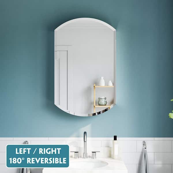 WYonder 20 in. W x 32 in. H Arched Aluminum Recessed/Surface Mount (Reversible) Medicine Cabinet with Mirror