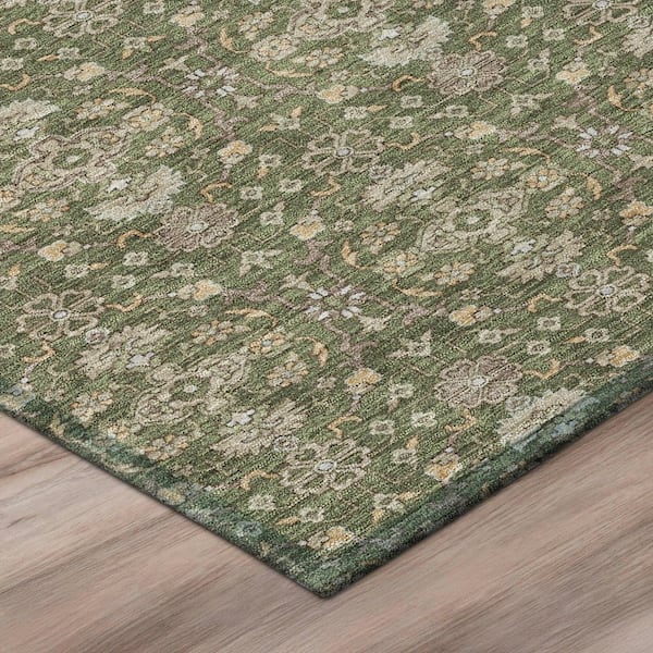 Chantille Machine Washable Indoor/Outdoor Abstract ACN2917 Olive 8 ft. x 10 ft. Area Rug