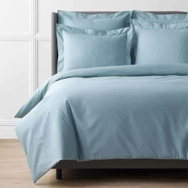 The Company Store Pearl Gray Solid 400-Thread Count Supima Cotton Percale California King Deep Pocket Fitted Sheet