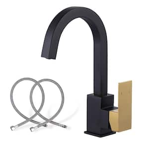 Single Handle Deck Mount Bar Faucet Deckplate Not Included in Black and Gold