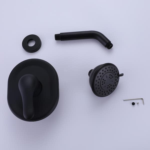 3-Spray Patterns 3.89 in. Wall Mount Fixed Shower Head Set in Matte Black 3-Spray Patterns 3.89 in. Wall Mount Fixed Shower Head Set in Matte Black