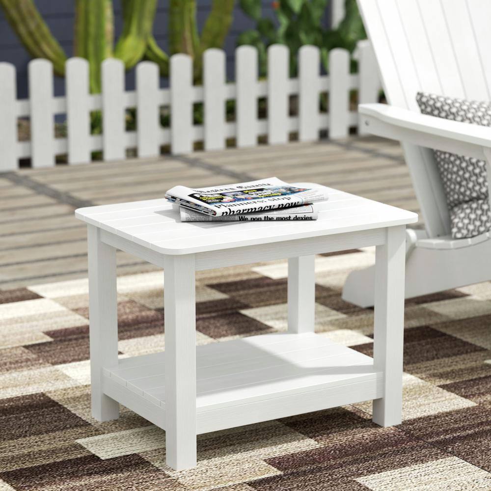 Plastic Wood Outdoor End Table, Weather-Resistant, Eco-Friendly Hips Material - Red