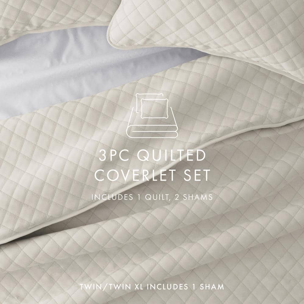 Natural Twin Microfiber Reversible Quilt Set with Shams