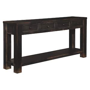 64 in. Black Rectangular Wood End Table with Four Drawers and One Shelf