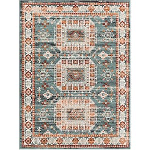 Montes Blue 7 ft. x 9 ft. Traditional Indoor Area Rug