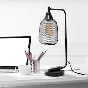 19 in. Matte Black Industrial Mesh Desk Lamp