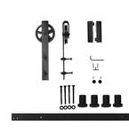 HOMACER 5.5 ft./66 in. Black Rustic Non-Bypass Sliding Barn Door Track ...