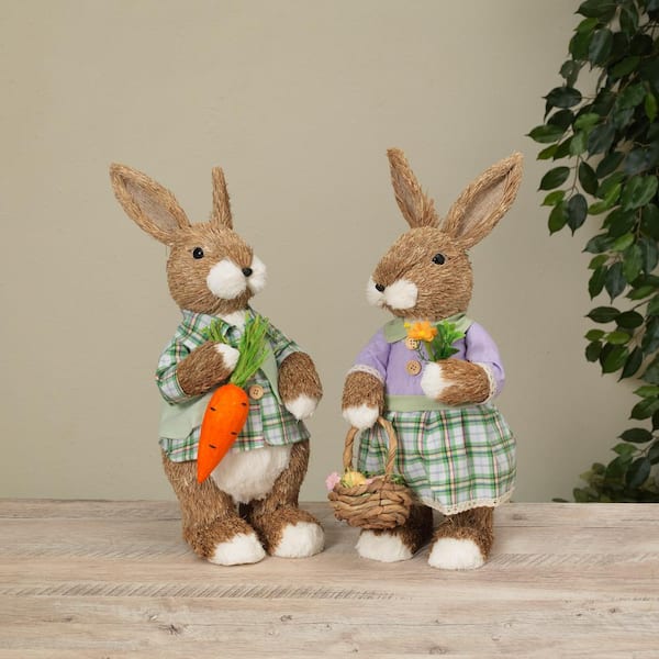GERSON INTERNATIONAL S/2 17 in. H Handmade Easter Bunny Figurines 2569980EC  - The Home Depot