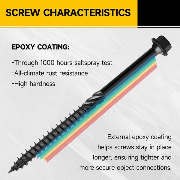 MYWISH #14 x 4 in Black Hex Head Wood Deck Screws (200-Piece