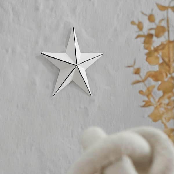1-Piece 4 in. x 4 in. White Distressed Metal Star Wall Decor