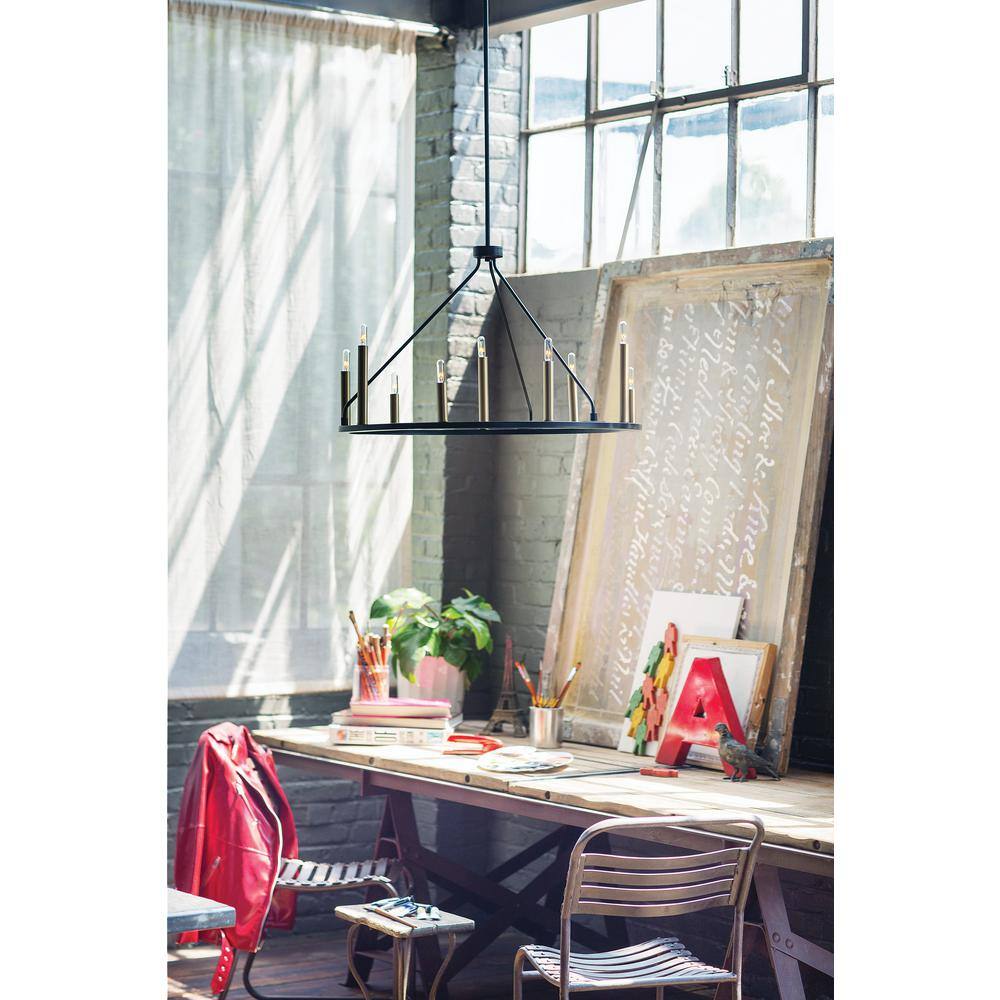 Lazlo Black and Brass 12-Light Candle Chandelier