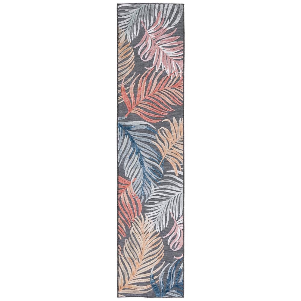 SAFAVIEH Cabana Black/Rust 2 ft. x 7 ft. Palm Leaf Indoor/Outdoor ...