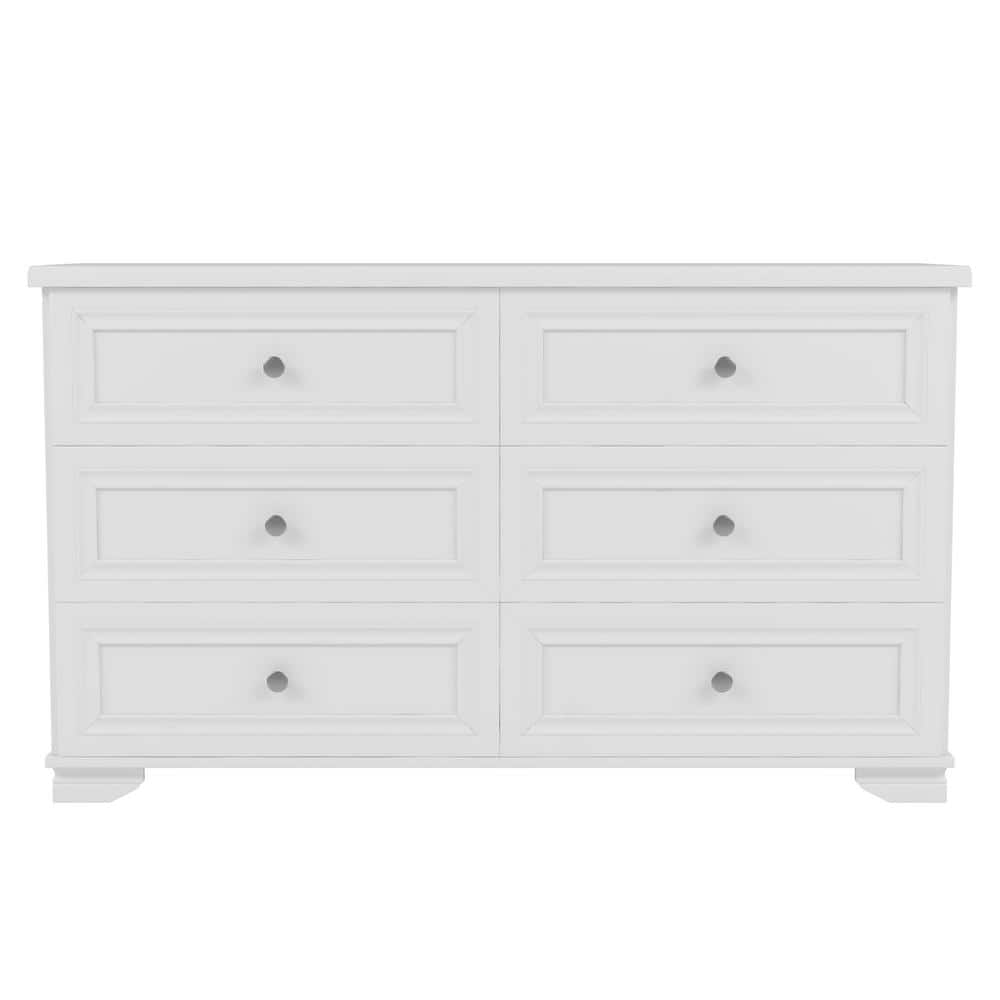 53 in. W x 15.5 in. D x 31.4 in. H White Linen Cabinet with 6 Drawers, Metal Handles price history on PriceWatchPro