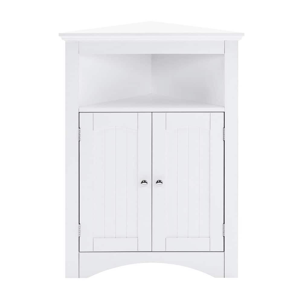 24 in. W x 12 in. D x 32 in. H White MDF Bathroom Corner Linen Cabinet with Adjustable Shelf and Open Storage price history on PriceWatchPro