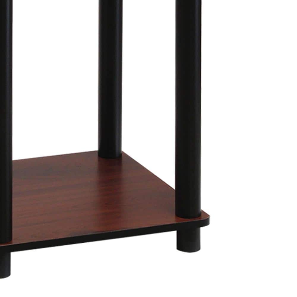 Compact Modern Dark Cherry & Black Square End Table with Shelf
