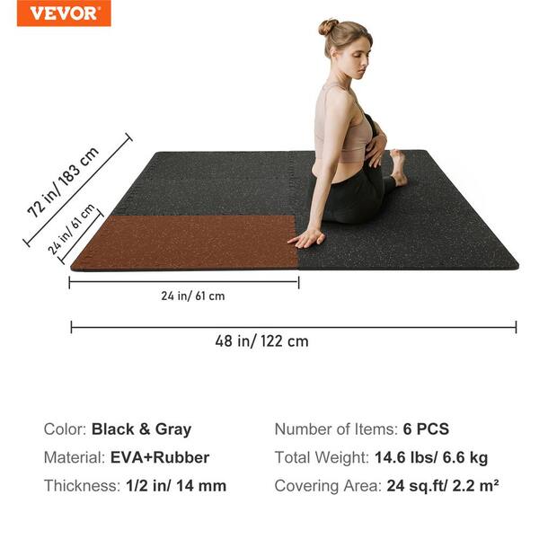 VEVOR 12 PCS 1/2 inch Thick Gym Floor Mats, 24 x 24 EVA Foam 