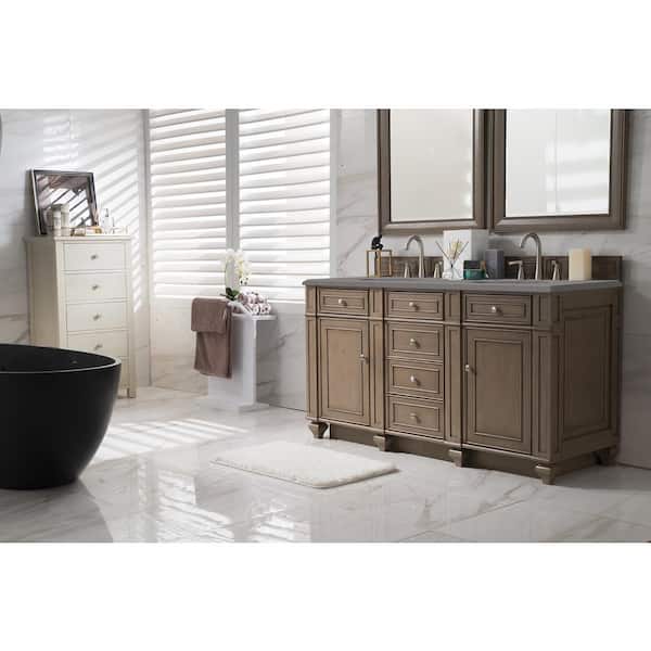Bristol 60 in. W x 22.5 oin.D x 34 in. H Bathroom Double Vanity Cabinet Without Top in Whitewashed Walnut