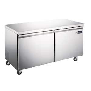 60.25 in. W 15 cu. ft. Commercial Under Counter Refrigerator Cooler in Stainless Steel