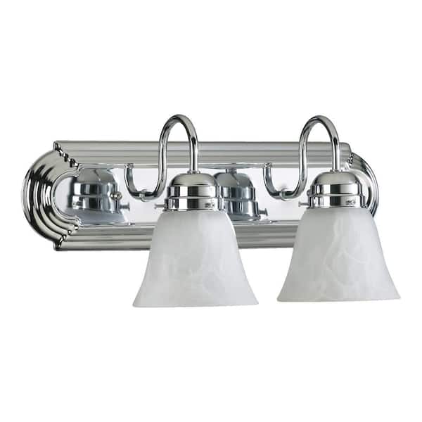 Quorum INTERNATIONAL Traditional 18 in. W 2-Lights Chrome Vanity Light with Faux Alabaster
