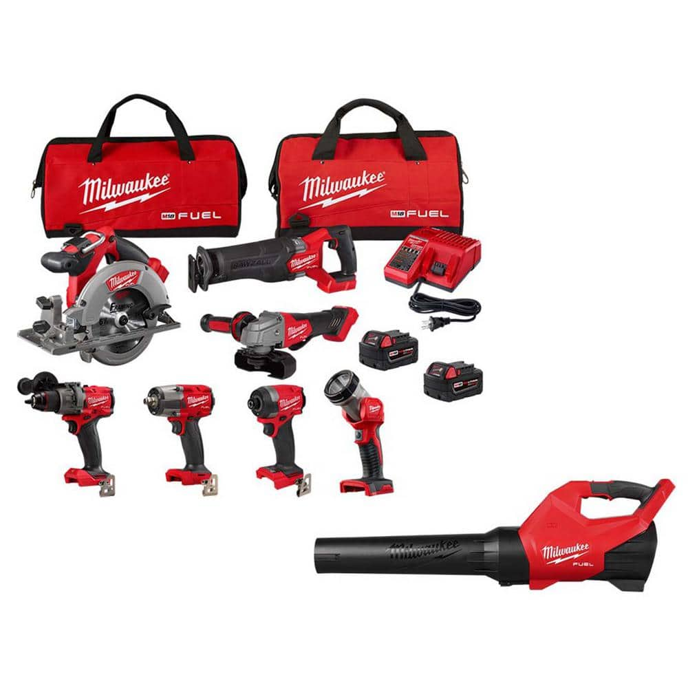 M18 FUEL 18V Lithium Ion Brushless Cordless Combo Kit (7-Tool) with M18 FUEL Blower -  Milwaukee, 3697-27-3017