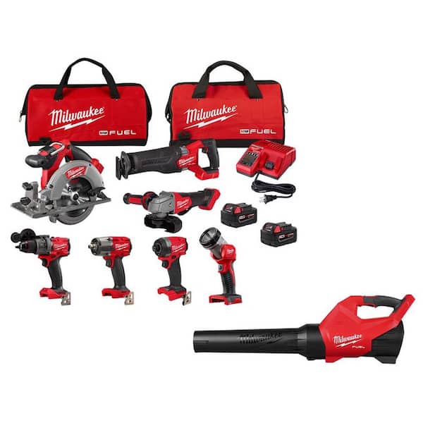 Milwaukee M18 FUEL 18V Lithium Ion Brushless Cordless Combo Kit (7-Tool) with M18 FUEL Blower