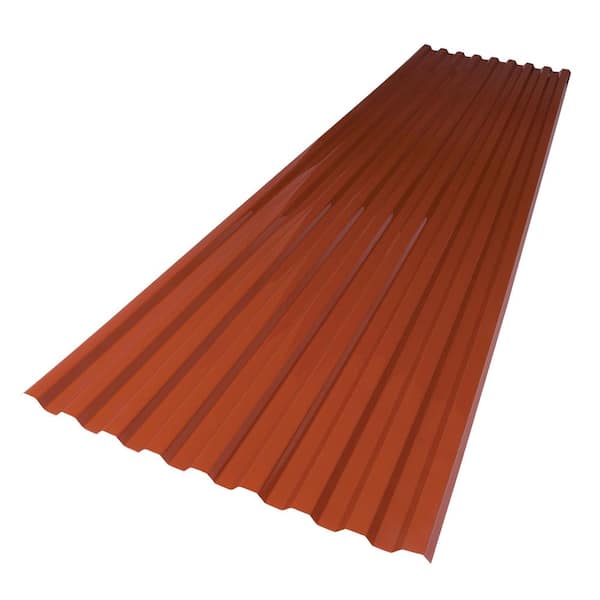 2.2 ft. x 10 ft. Corrugated Polycarbonate Roofing Panel in Red Brick