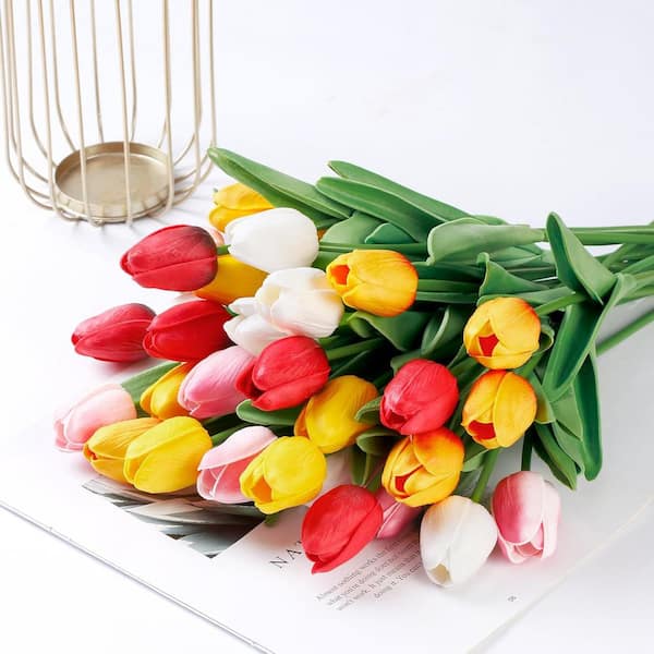 Afoxsos 13 in. Multi-Colored Indoor/Outdoor Artificial Tulips
