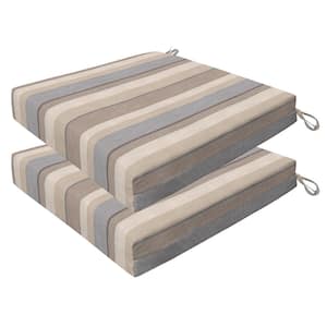 Outdoor 20 in. Square Premium Dining Seat Cushion Stripe Taupe (Set of 2)