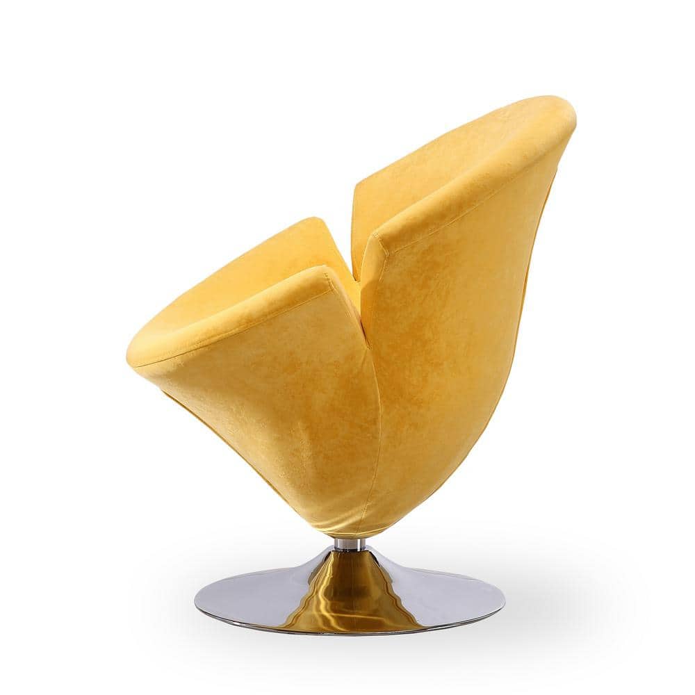 Blossom-Inspired Yellow Velvet Swivel Barrel Chair