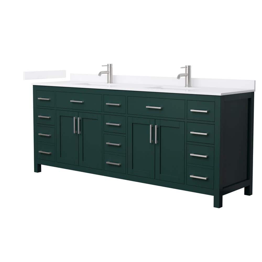 Beckett 84 in. Double Freestanding Green Bath Vanity with White Quartz Top (Assembled) price history on PriceWatchPro