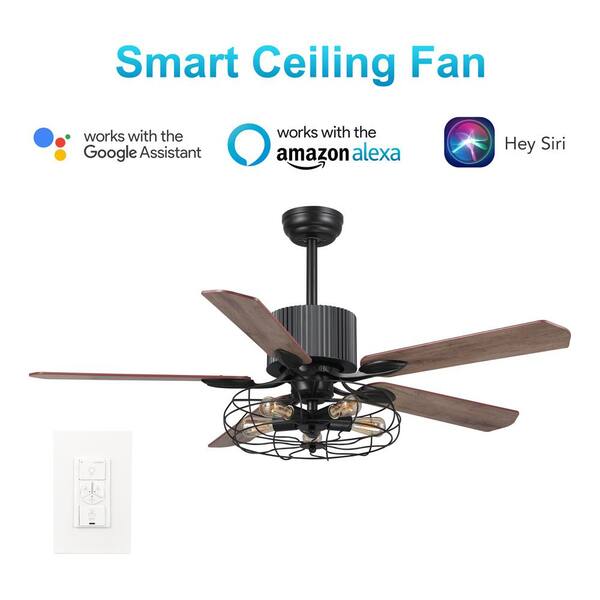 Carro Heritage 52 In Indoor Light Brown Smart Ceiling Fan With Light Kit And Wall Control Works With Alexa Google Home Siri Wgs 525d L12 1 The Home Depot
