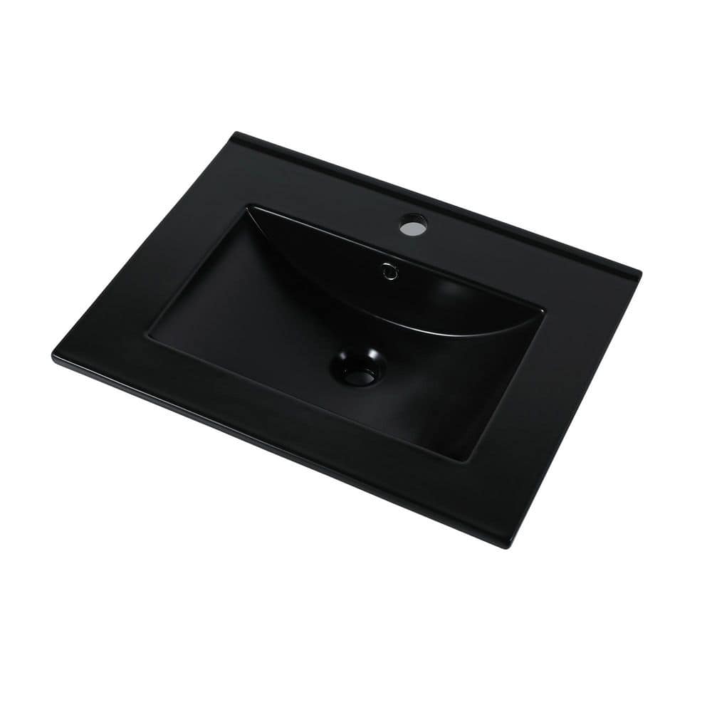 24 in Ceramic Vessel Bathroom Sink 18.3 in in Black with Drain price history on PriceWatchPro