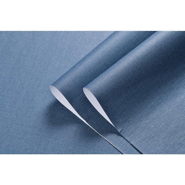 Ejoy Linen Texture Vinyl Peel and Stick Wallpaper Roll, DarkBlue, 2 ft. x 33 ft./Roll(1 Roll)