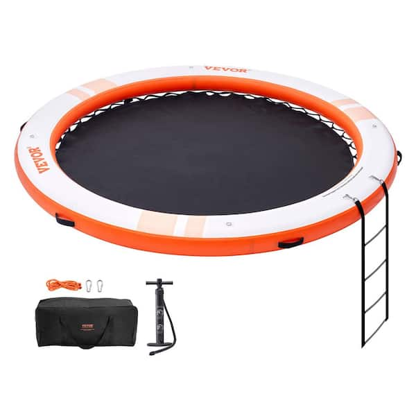 Inflatable Floating Dock 10 ft. Inflatable Dock Platform with 8 ft. Trampoline Mesh Pool